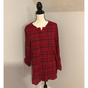 Anthropologie Holding Horses Women's Half Penny Red Plaid Tunic - Size Medium